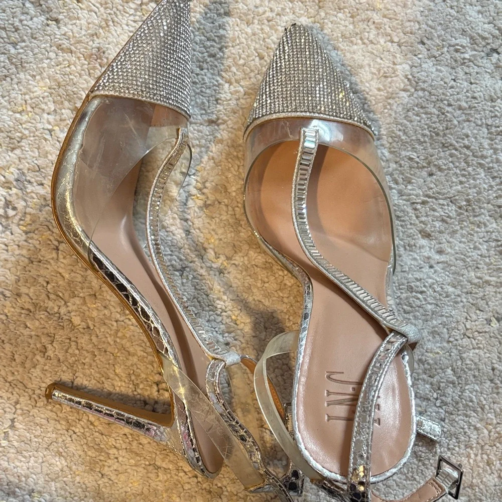 INC International Concepts Silver Embellished Heels